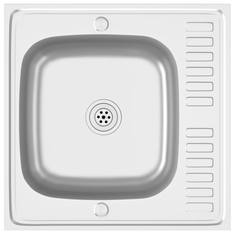 vidaXL ezüst rozsdamentes acél lefolyós konyhamosogató 600x600x155 mm