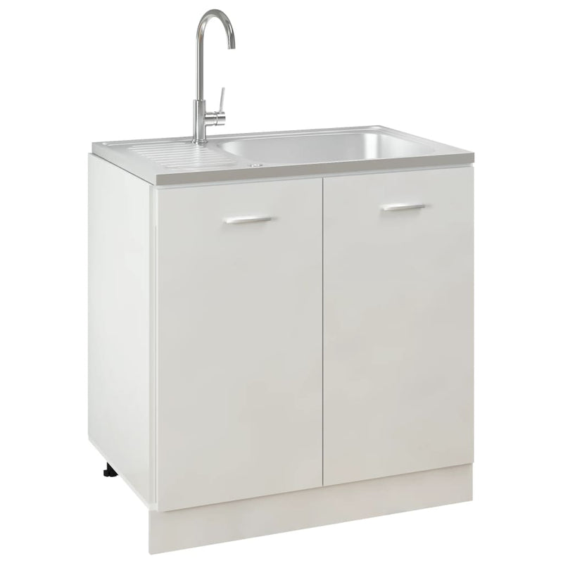 vidaXL ezüst rozsdamentes acél lefolyós konyhamosogató 800x500x155 mm
