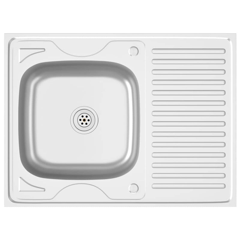 vidaXL ezüst rozsdamentes acél lefolyós konyhamosogató 800x600x155 mm