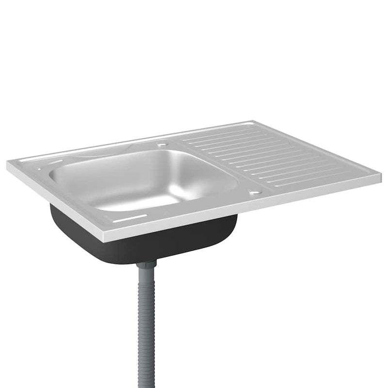 vidaXL ezüst rozsdamentes acél lefolyós konyhamosogató 800x600x155 mm