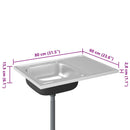 vidaXL ezüst rozsdamentes acél lefolyós konyhamosogató 800x600x155 mm