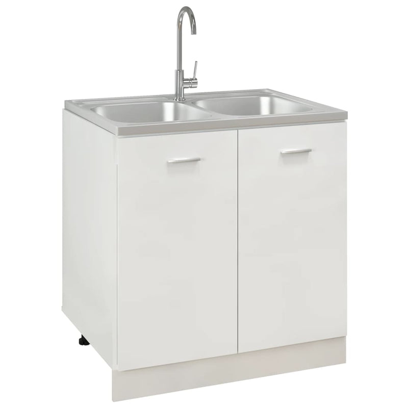 vidaXL ezüst rozsdamentes acél dupla konyhamosogató 800 x 600 x 155 mm