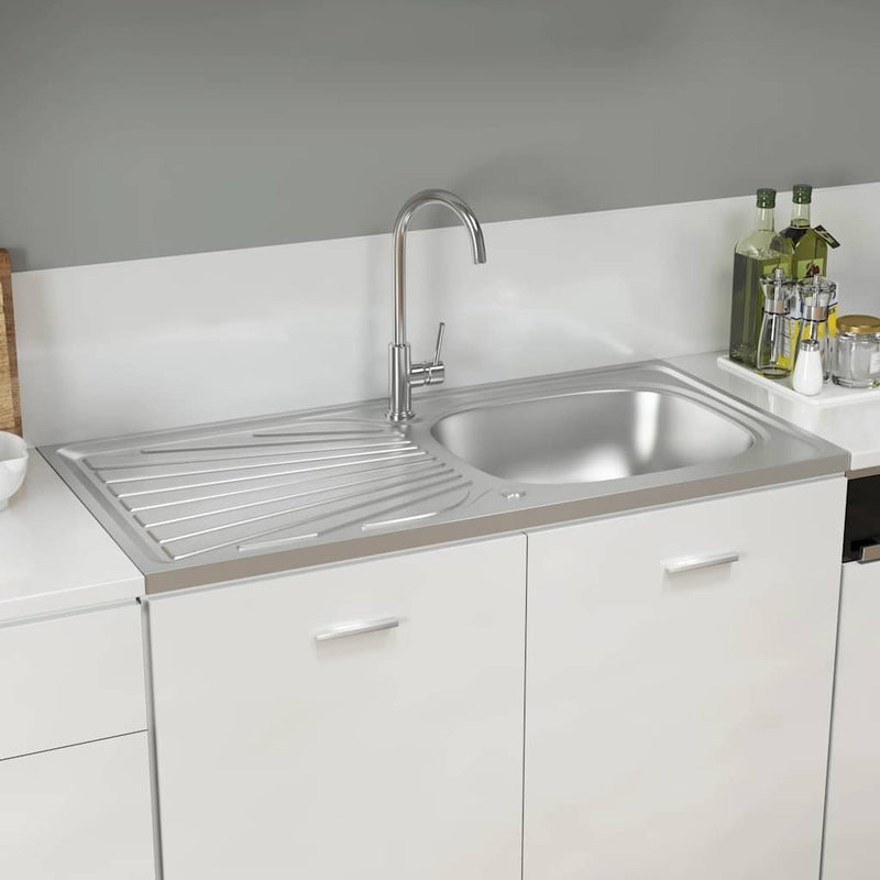 vidaXL ezüst rozsdamentes acél lefolyós konyhamosogató 1000x500x155 mm