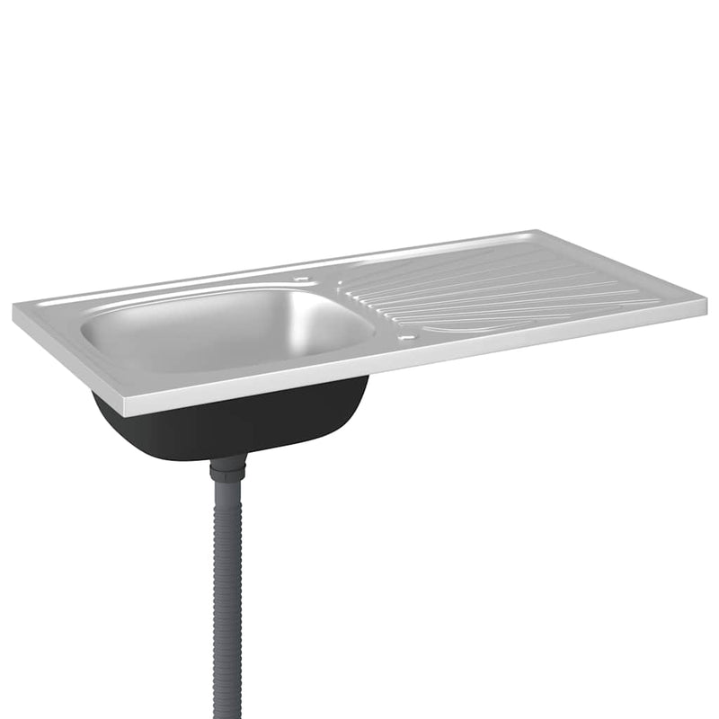 vidaXL ezüst rozsdamentes acél lefolyós konyhamosogató 1000x500x155 mm