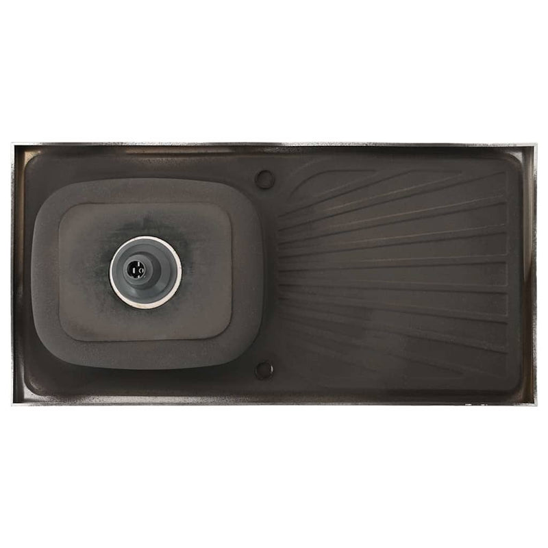 vidaXL ezüst rozsdamentes acél lefolyós konyhamosogató 1000x500x155 mm
