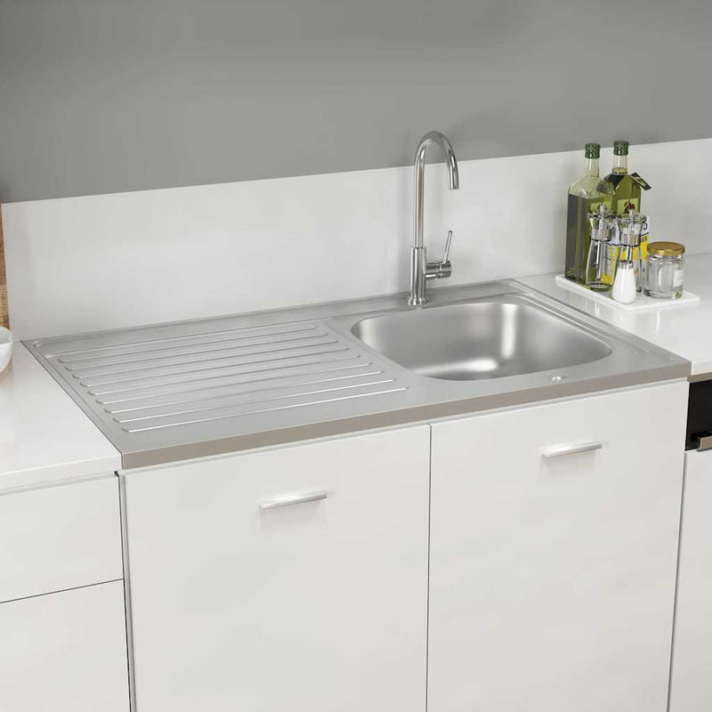 vidaXL ezüst rozsdamentes acél lefolyós konyhamosogató 1000x600x155 mm