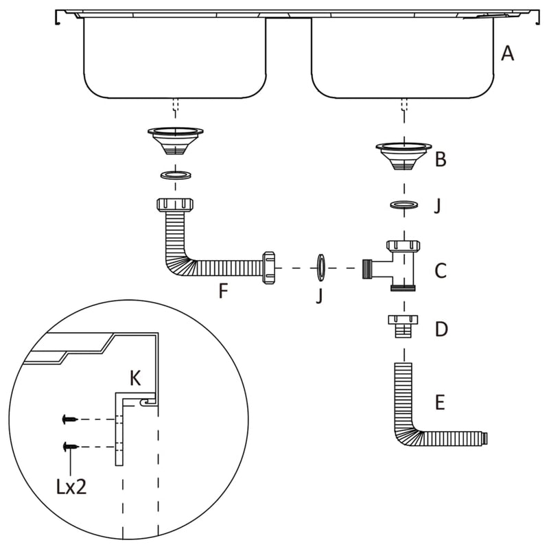 vidaXL ezüst rozsdamentes acél dupla konyhamosogató 1200x500x155 mm