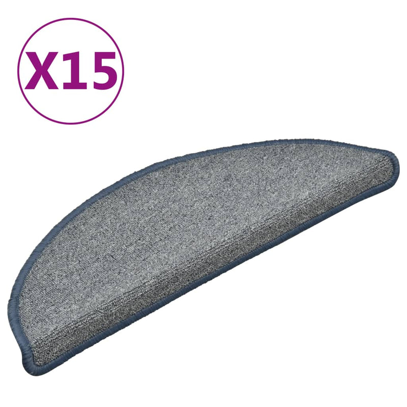 vidaXL 15 db világosszürke és kék lépcsőszőnyeg 56 x 17 x 3 cm