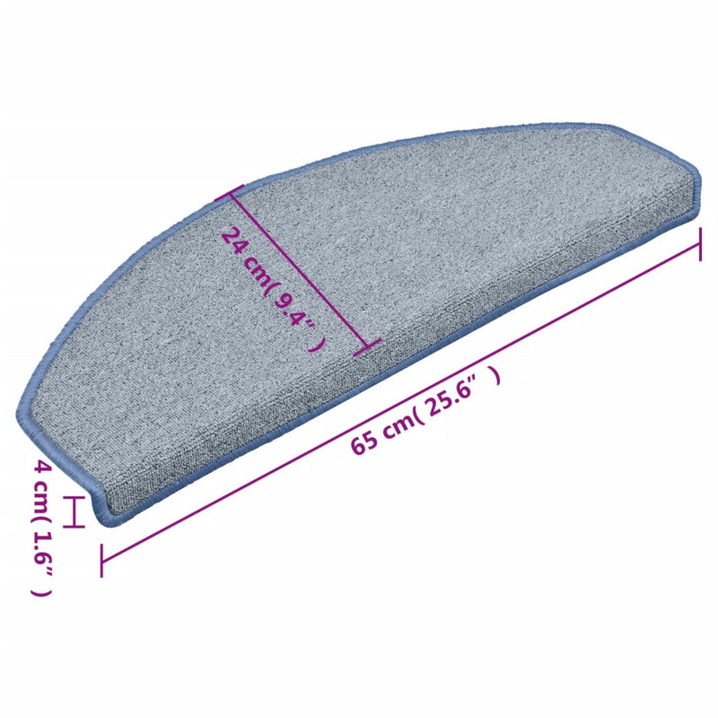 vidaXL 15 db világosszürke és kék lépcsőszőnyeg 65 x 24 x 4 cm