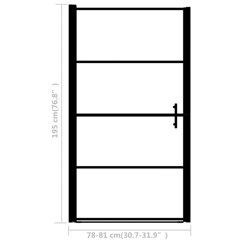 vidaXL fekete matt edzett üveg zuhanyajtó 81 x 195 cm