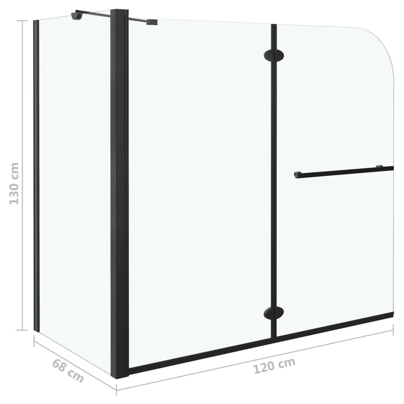 vidaXL fekete ESG zuhanykabin összecsukható ajtóval 120x68x130 cm