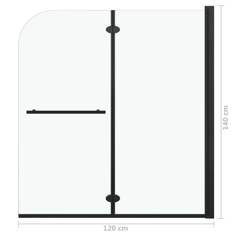 vidaXL 2 paneles fekete ESG zuhanyzó összecsukható ajtóval 120x140 cm