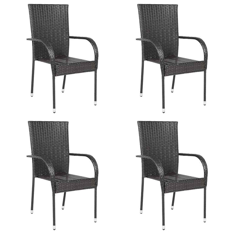 vidaXL 4 db barna rakásolható polyrattan kültéri szék