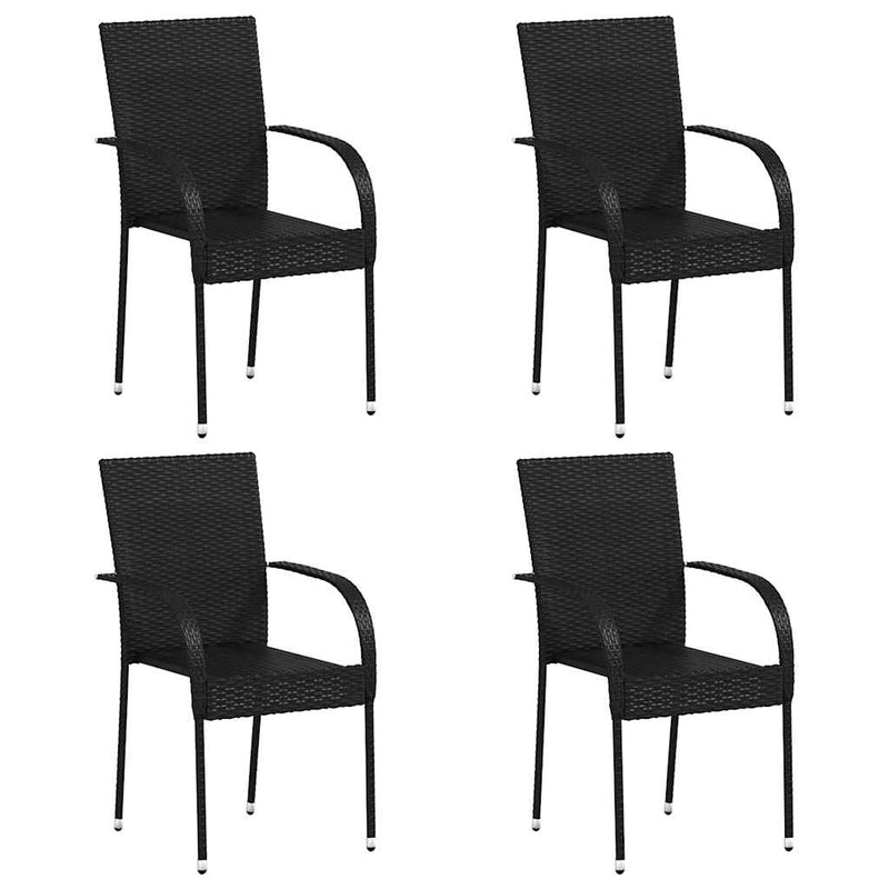 vidaXL 4 db fekete rakásolható polyrattan kültéri szék