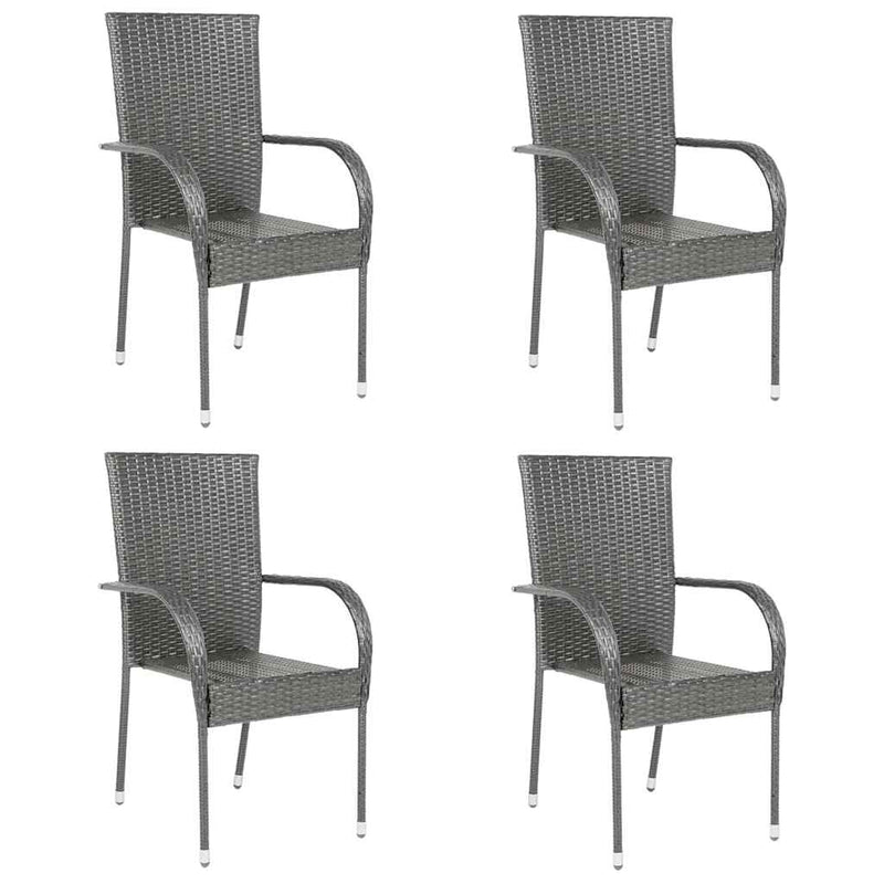vidaXL 4 db szürke rakásolható polyrattan kültéri szék