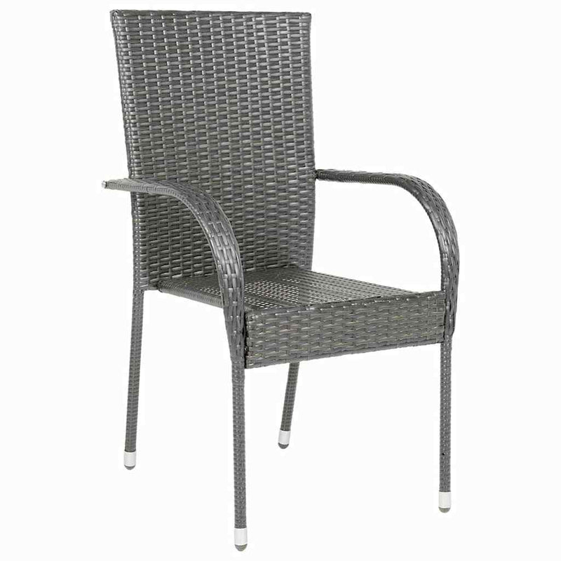 vidaXL 4 db szürke rakásolható polyrattan kültéri szék