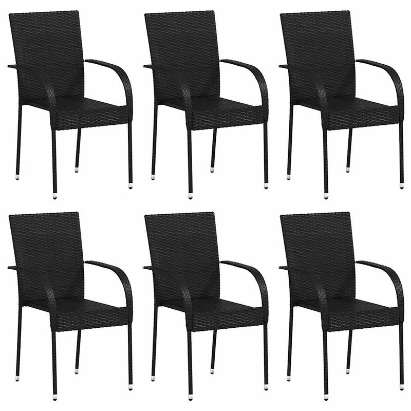 vidaXL 6 db fekete rakásolható polyrattan kültéri szék