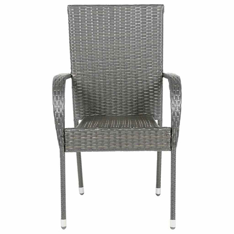vidaXL 6 db szürke rakásolható polyrattan kültéri szék