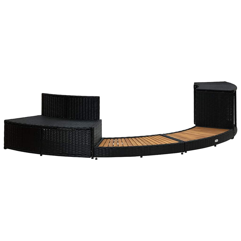 vidaXL fekete polyrattan és akácfa pezsgőfürdőkeret