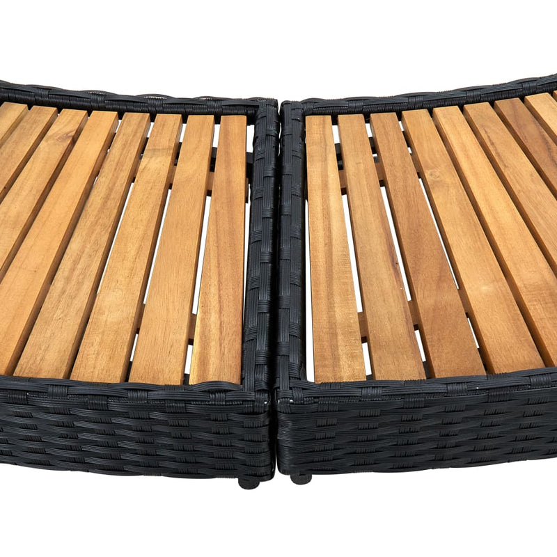 vidaXL fekete polyrattan és akácfa pezsgőfürdőkeret