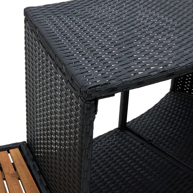 vidaXL fekete polyrattan és akácfa pezsgőfürdőkeret