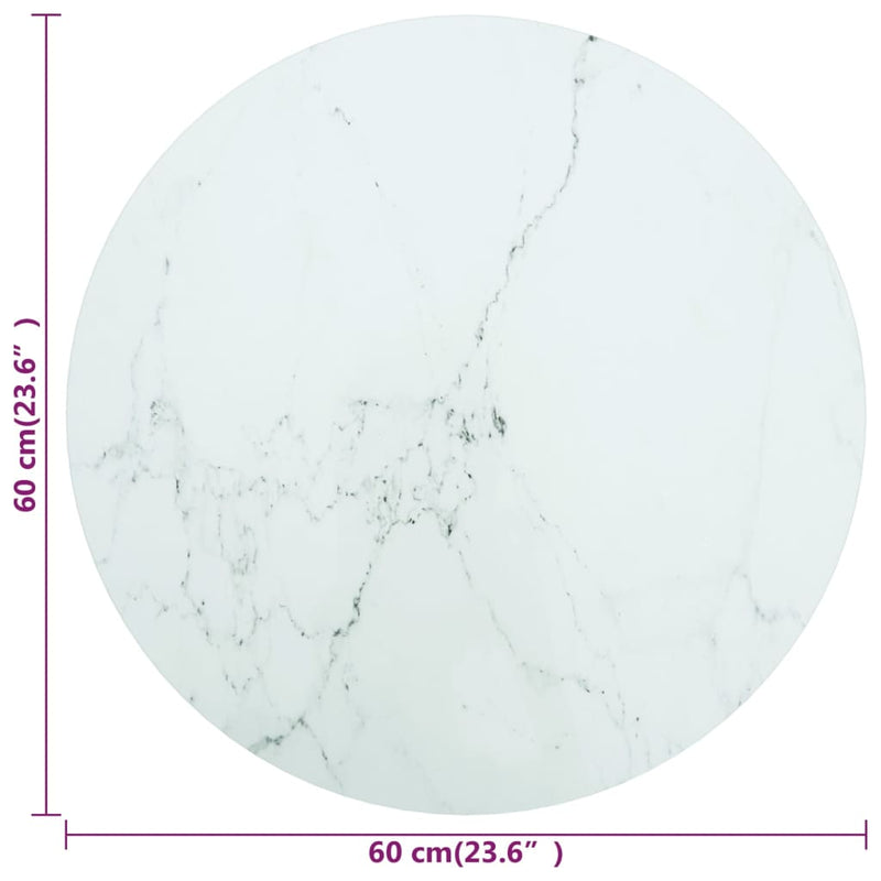 vidaXL fehér edzett üveg asztallap márványdizájnnal Ø60 x 0,8 cm