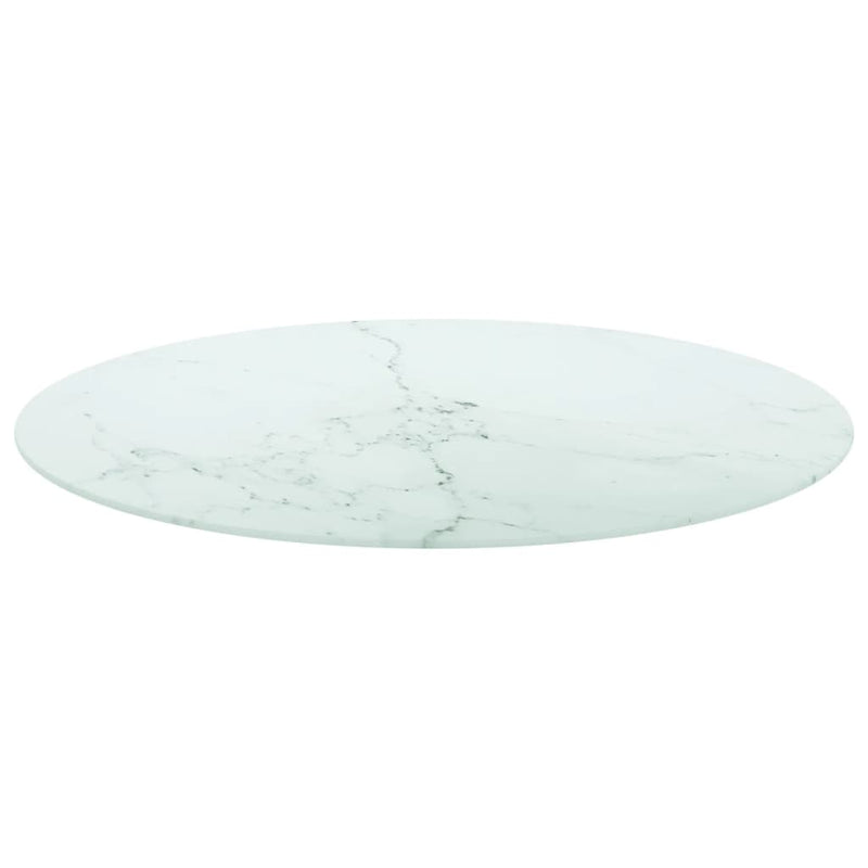 vidaXL fehér edzett üveg asztallap márványdizájnnal Ø80 x 1 cm