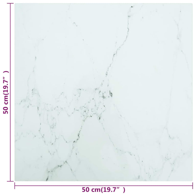 vidaXL fehér edzett üveg asztallap márványdizájnnal 50 x 50 cm 6 mm