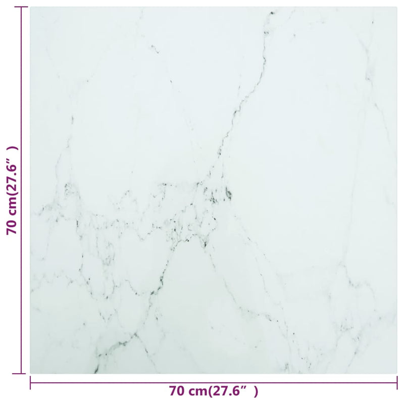 vidaXL fehér edzett üveg asztallap márványdizájnnal 70 x 70 cm 6 mm