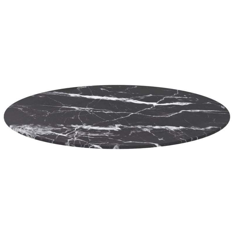 vidaXL fekete edzett üveg asztallap márványdizájnnal Ø 70 x 0,8 cm