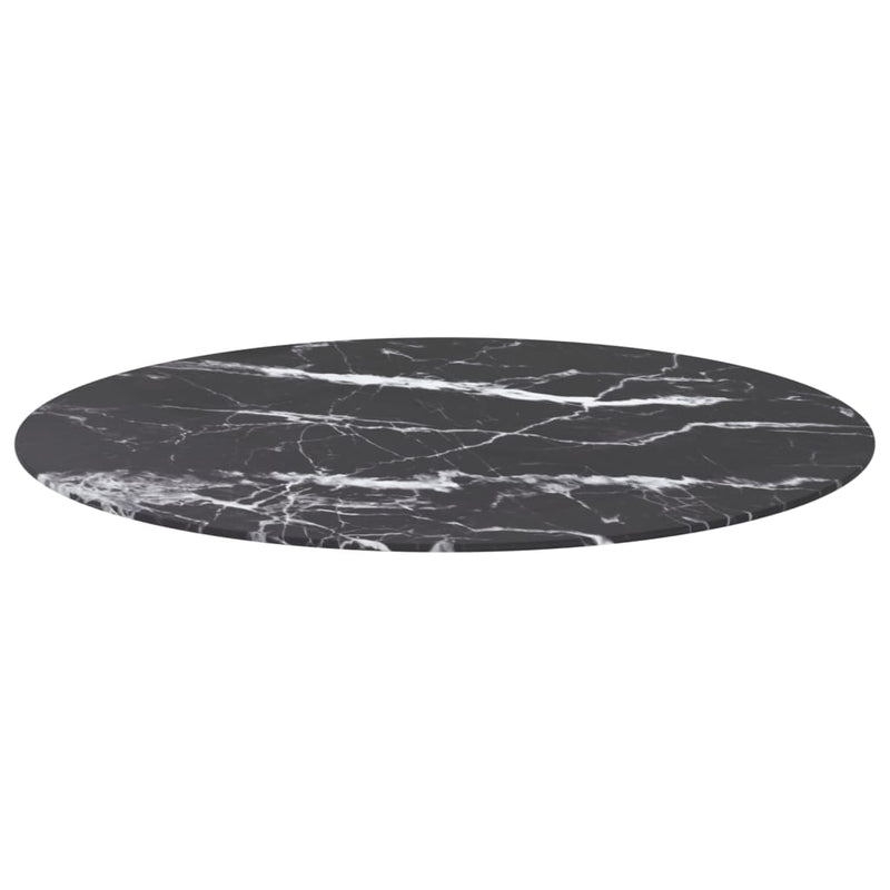 vidaXL fekete edzett üveg asztallap márványdizájnnal Ø90 x 1 cm
