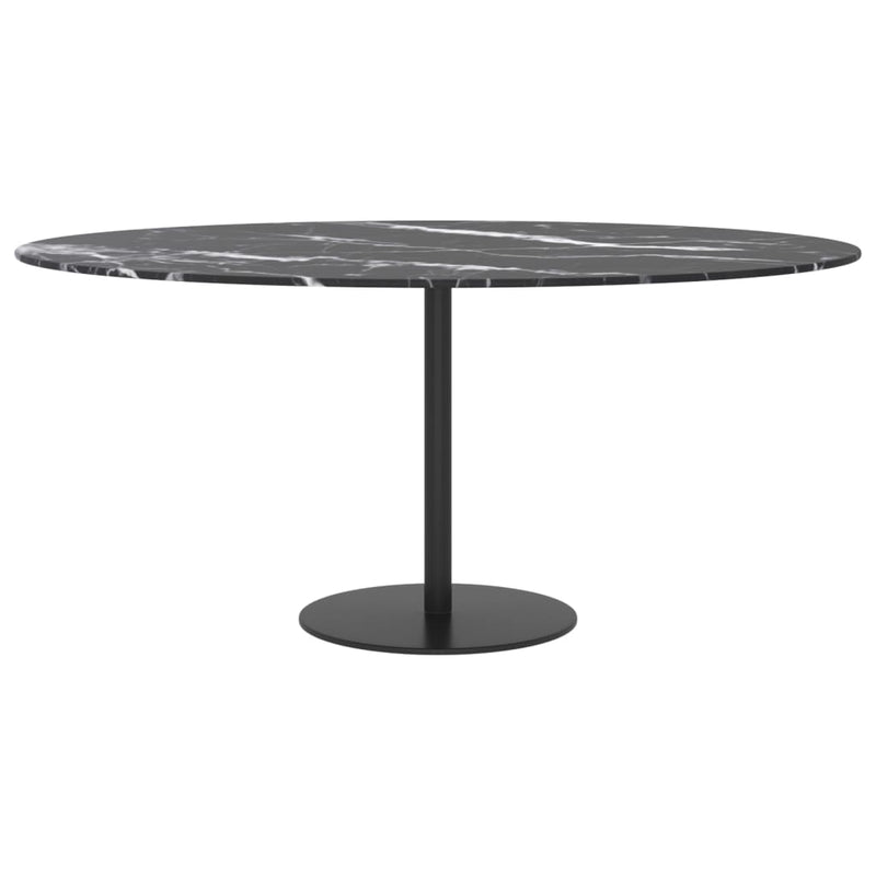 vidaXL fekete edzett üveg asztallap márványdizájnnal Ø90 x 1 cm