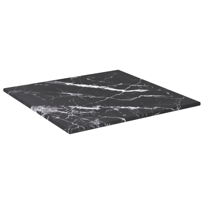 vidaXL fekete edzett üveg asztallap márványdizájnnal 30 x 30 cm 6 mm
