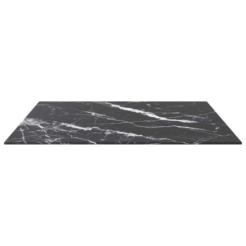vidaXL fekete edzett üveg asztallap márványdizájnnal 70 x 70 cm 6 mm