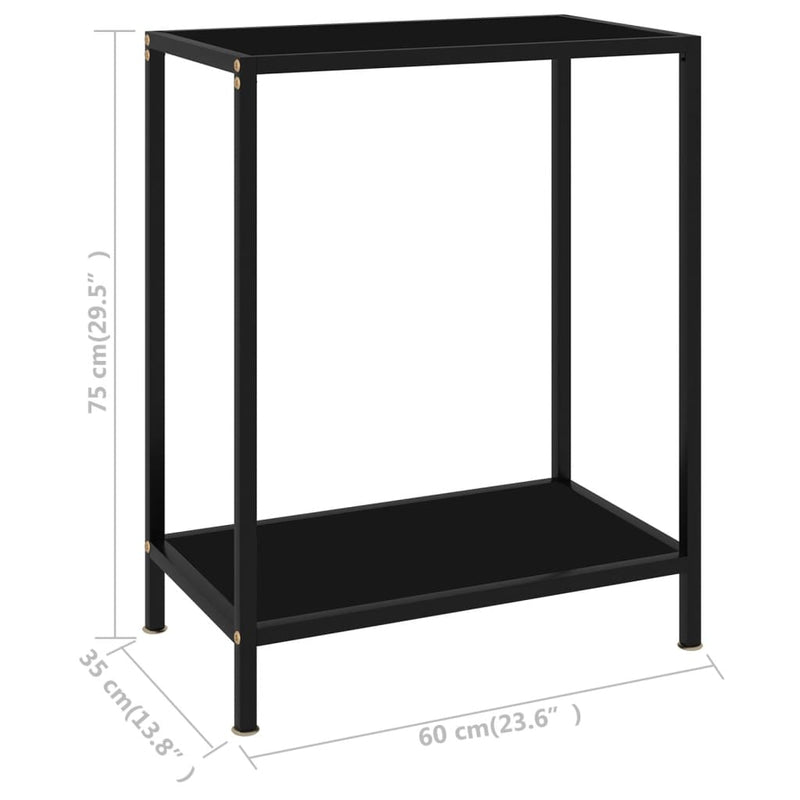 vidaXL fekete edzett üveg tálalóasztal 60 x 35 x 75 cm