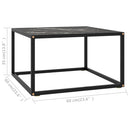 vidaXL fekete dohányzóasztal fehér márvány mintás üveggel 60x60x35 cm