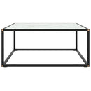 vidaXL fekete dohányzóasztal fehér márvány mintás üveggel 80x80x35 cm