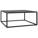 vidaXL fekete dohányzóasztal fekete márvány mintás üveggel 80x80x35 cm