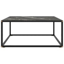 vidaXL fekete dohányzóasztal fekete márvány mintás üveggel 80x80x35 cm