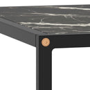 vidaXL fekete dohányzóasztal fekete márvány mintás üveggel 80x80x35 cm