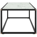 vidaXL fekete dohányzóasztal fehér márvány mintás üveggel 100x50x35 cm