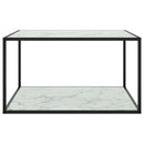 vidaXL fekete dohányzóasztal fehér márvány mintás üveggel 90x90x50 cm