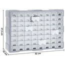 vidaXL többfiókos szervező 64 fiókkal 52 x 16 x 37,5 cm