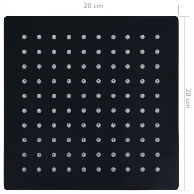 vidaXL fekete négyszögletes rozsdamentes acél esőztető zuhanyfej 20x20 cm
