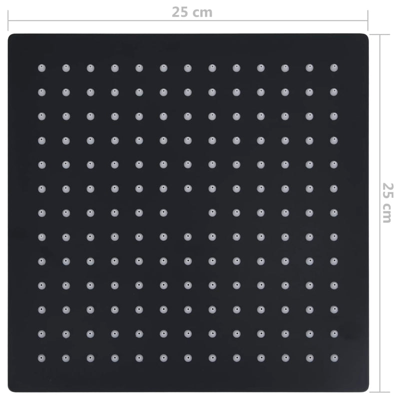 vidaXL fekete négyszögletes rozsdamentes acél esőztető zuhanyfej 25x25 cm