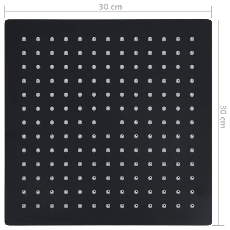 vidaXL fekete négyszögletes rozsdamentes acél esőztető zuhanyfej 30x30 cm