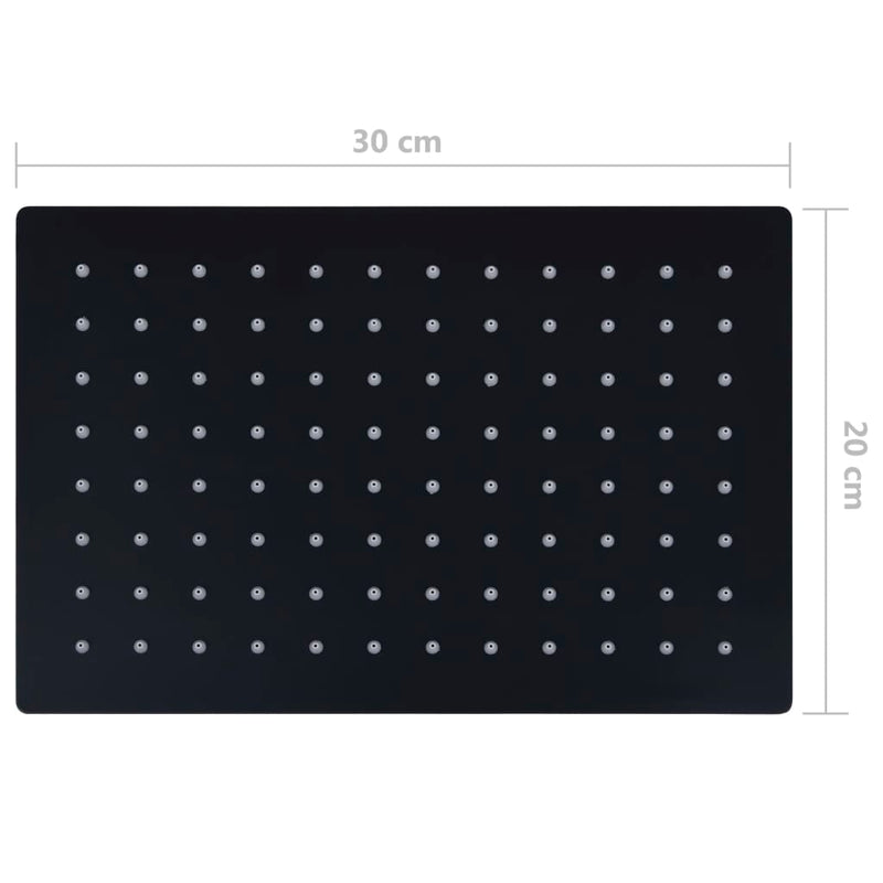vidaXL fekete négyszögletes rozsdamentes acél esőztető zuhanyfej 30x20 cm