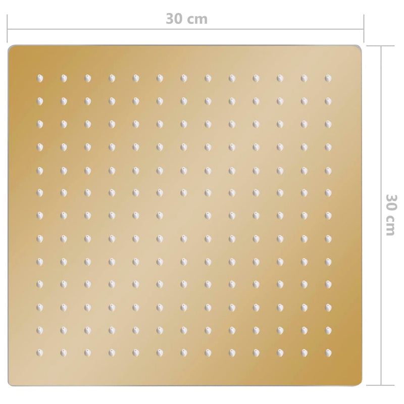 vidaXL aranyszínű négyszögletes rozsdamentes acél esőztető zuhanyfej 30x30 cm