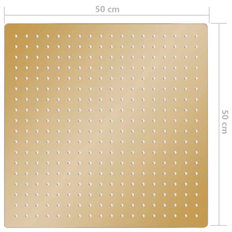vidaXL aranyszínű négyszögletes rozsdamentes acél esőztető zuhanyfej 50x50 cm
