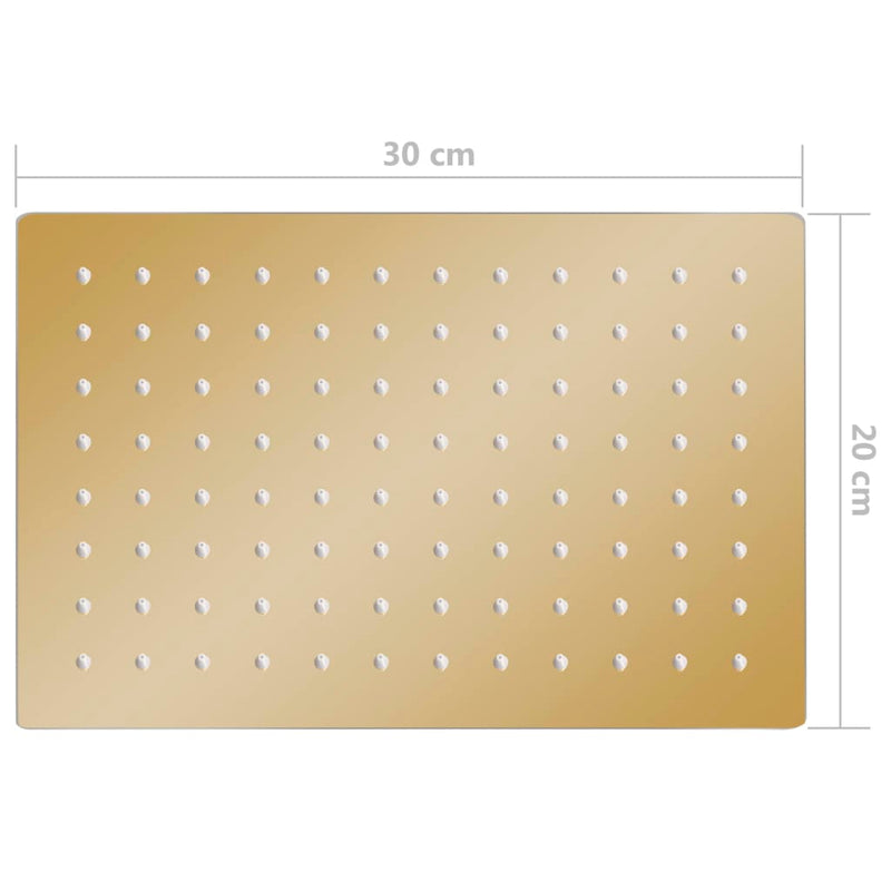 vidaXL aranyszínű négyszögletes rozsdamentes acél esőztető zuhanyfej 30x20 cm